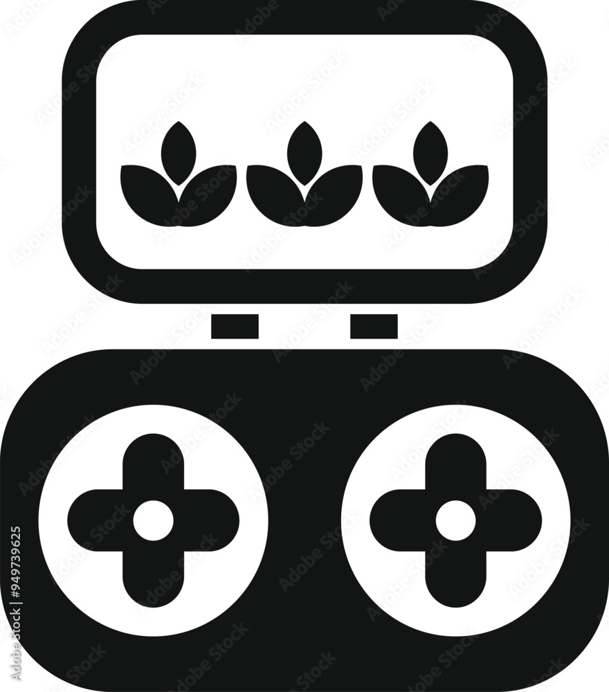 Simple icon of a drone remote control displaying plants growing on its interface Simple icon of a drone remote control displaying plants growing on its interface