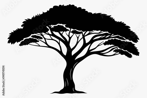 Tree silhouette vector illustration, Tree graphic brush design