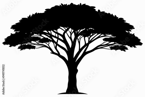 Tree silhouette vector illustration, Tree graphic brush design