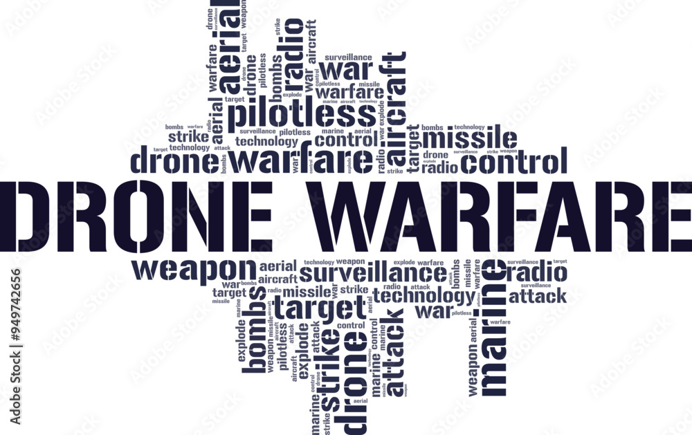 Drone Warfare word cloud conceptual design isolated on white background. Drone Warfare word cloud conceptual design isolated on white background.