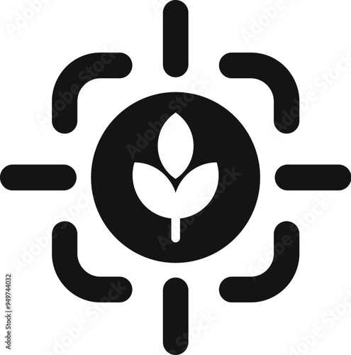 Wheat stalk is the focus of a crosshair, representing precision agriculture