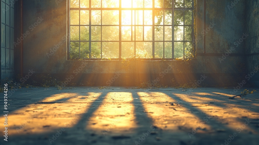 Sunbeams Streaming Through a Window in an Abandoned Building Sunbeams Streaming Through a Window in an Abandoned Building