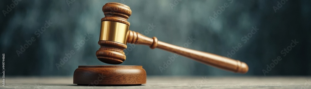 wooden gavel resting on a table, symbolizing justice and authority in a courtroom setting. wooden gavel resting on a table, symbolizing justice and authority in a courtroom setting.