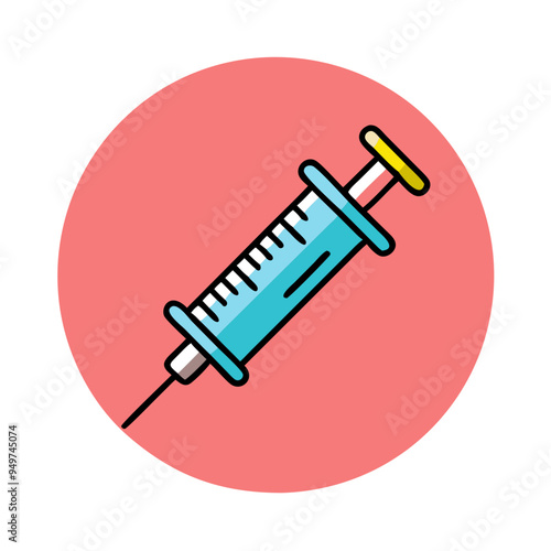 Syringe icon in minimalistic design, on red background