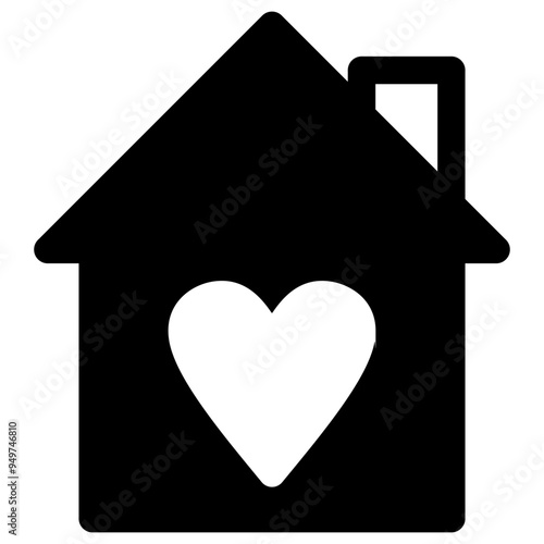 house icon with heart shape inside, home icon with love sign