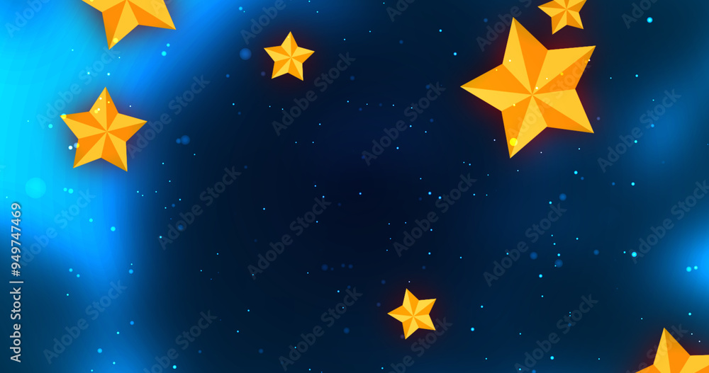 Fotografie Gold stars moving galaxy space background
