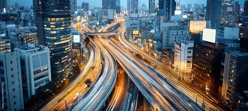 A futuristic city with AI-driven transportation and holographic displays A futuristic city with AI-driven transportation and holographic displays