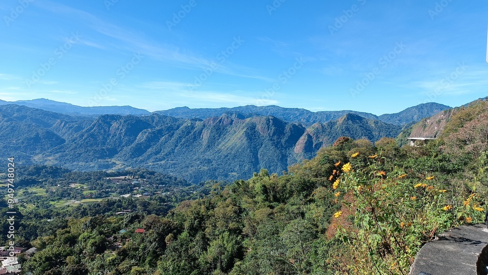Naklejka premium Kibungan is a municipality in the province of Benguet, Philippines, known for its rugged mountainous terrain, scenic landscapes, and traditional highland villages.
