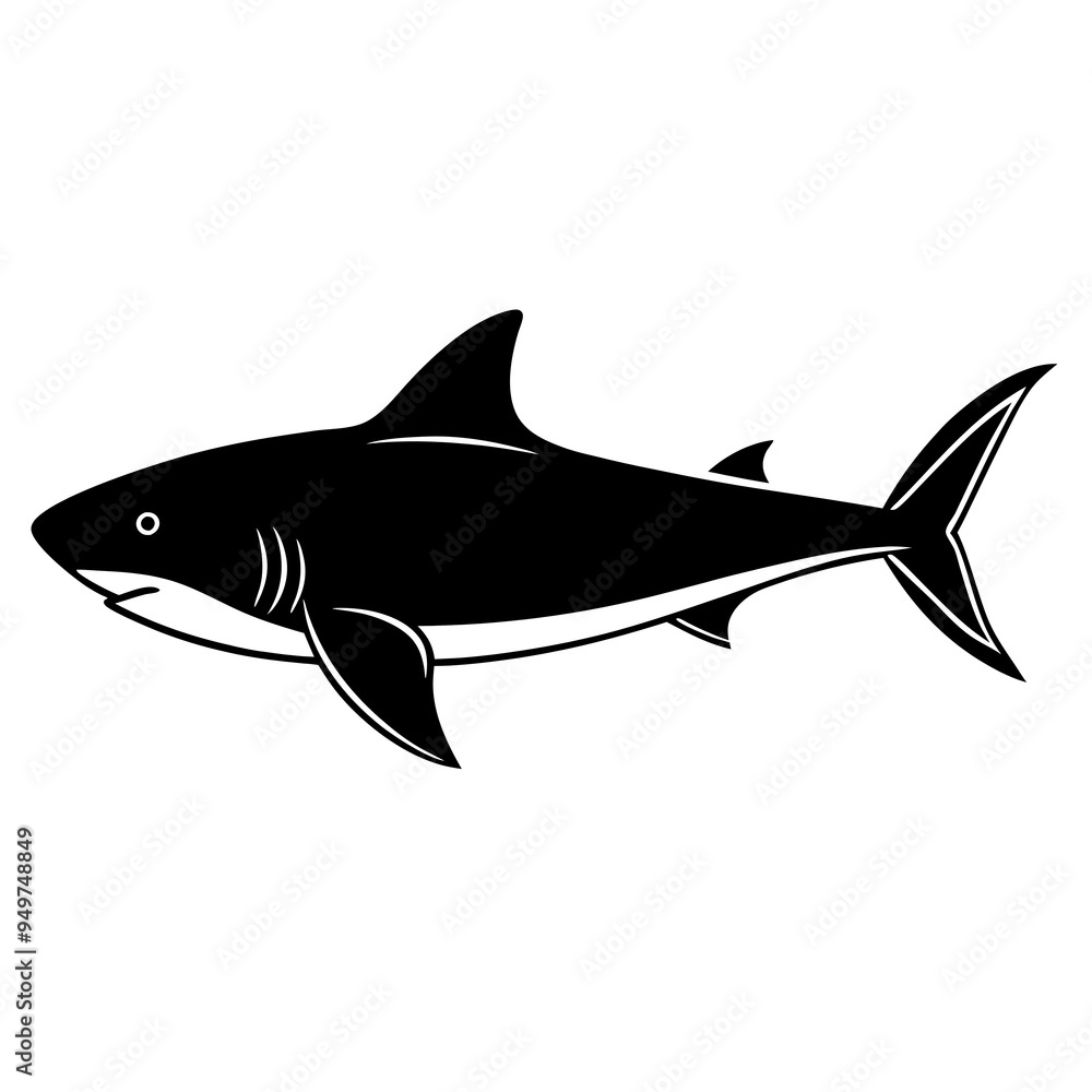 Shark Silhouette image art for vector illustration on white background Shark Silhouette image art for vector illustration on white background
