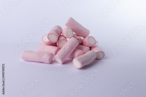 Centered Marshmallow Pile on a White Backdrop