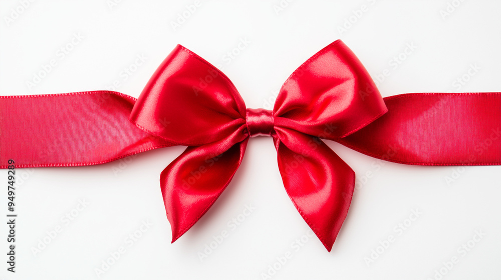 Fototapeta premium Zachwycająca czerwona kokarda na białym tle, która przyciąga wzrok i dodaje stylu każdemu prezentowi.