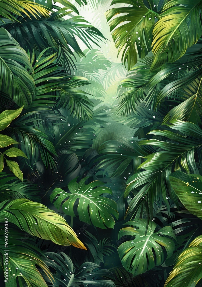 Tropical green leaves frame the white background Tropical green leaves frame the white background