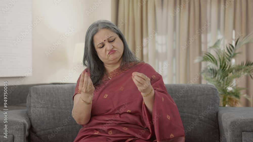 Sick Indian old woman suffering from hairfall Sick Indian old woman suffering from hairfall