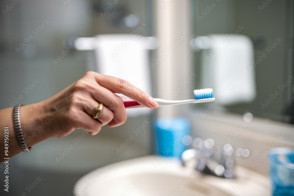 Toothbrush in hand. Person holding a toothbrush with toothpaste, ready to brush their teeth. Toothbrush in hand. Person holding a toothbrush with toothpaste, ready to brush their teeth.
