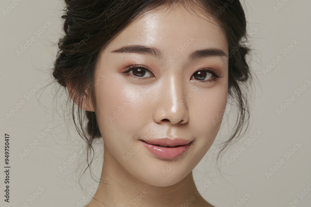 Woman soft smile. Close up portrait of a young woman with soft makeup and a gentle smile. Woman soft smile. Close up portrait of a young woman with soft makeup and a gentle smile.