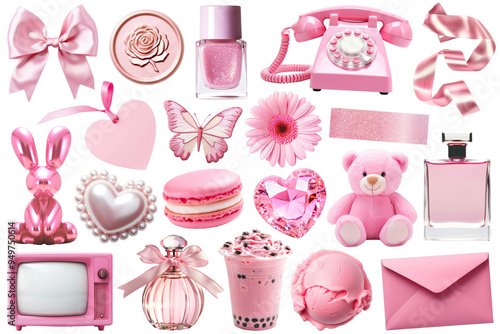 PNG Pink object element set, transparent background