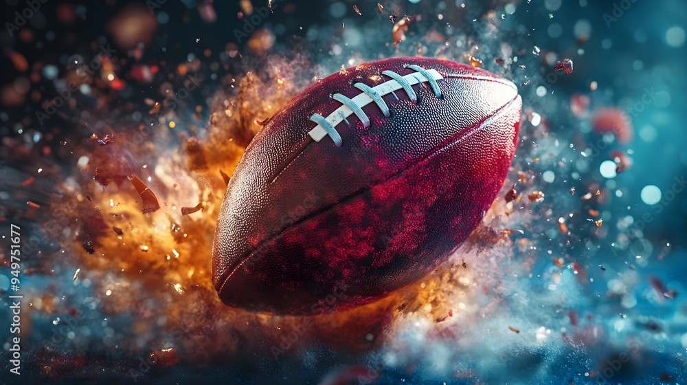 American Football Explosion with Smoke and Sparks American Football Explosion with Smoke and Sparks