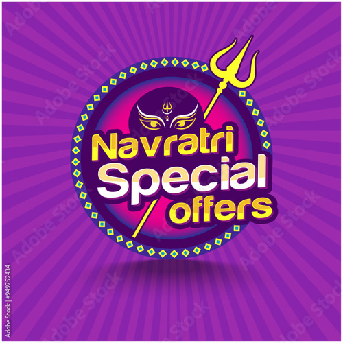 Navratri Special Offers Logo Unit Abstract Colorful Vector Design. Dasara, Dussehra Sale, Indian Festival backgrounds. Advertising, Promo, Marketing, Announcement