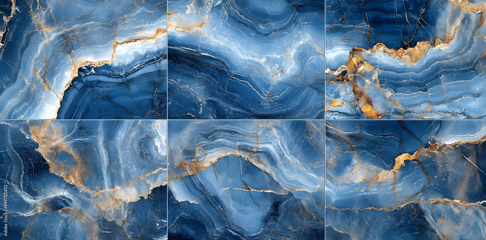Fototapeta premium Modern interior with blue marble walls