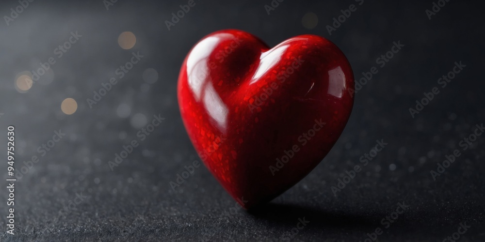 Red Heart-Shaped Object on Black Surface. Red Heart-Shaped Object on Black Surface.
