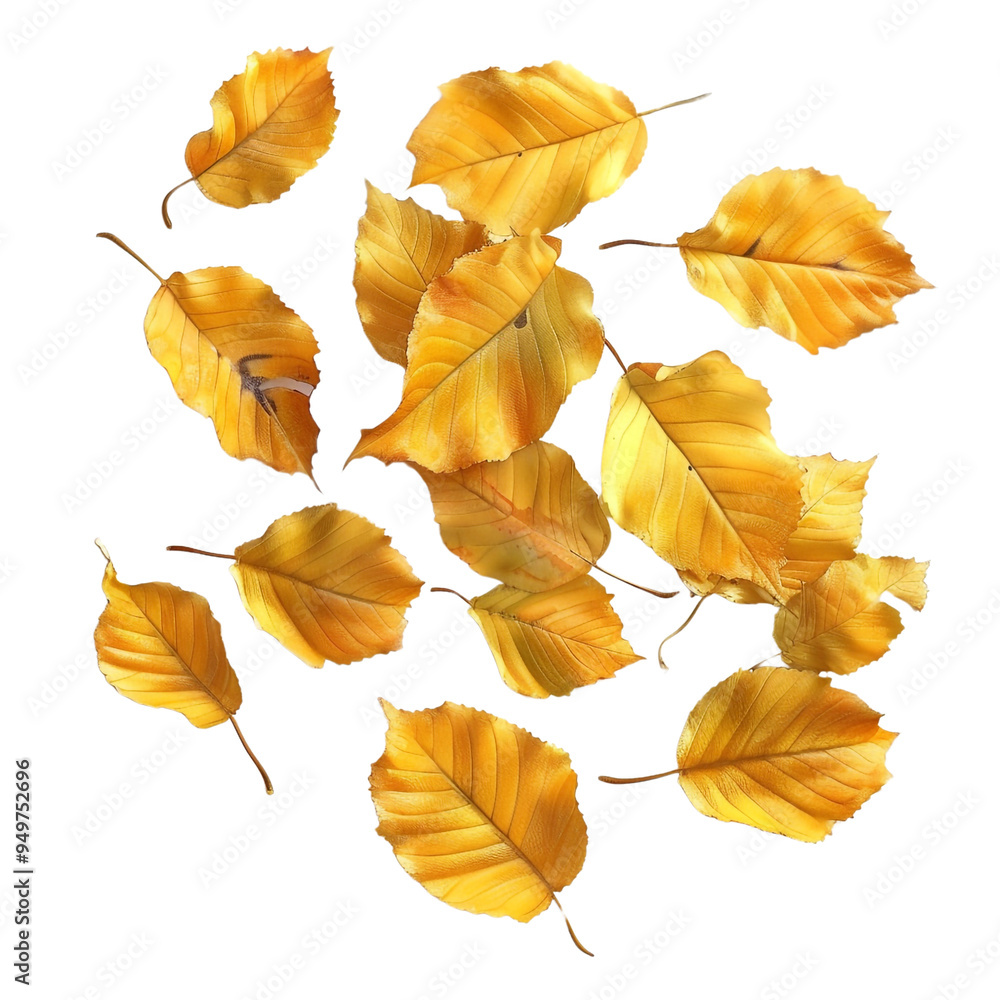 Fototapeta premium Golden Autumn Leaves on Black Background