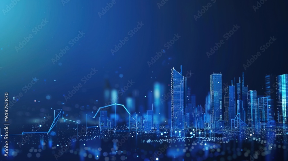 Abstract digital background with blue bokeh lights, lines, and geometric shapes. Abstract digital background with blue bokeh lights, lines, and geometric shapes.