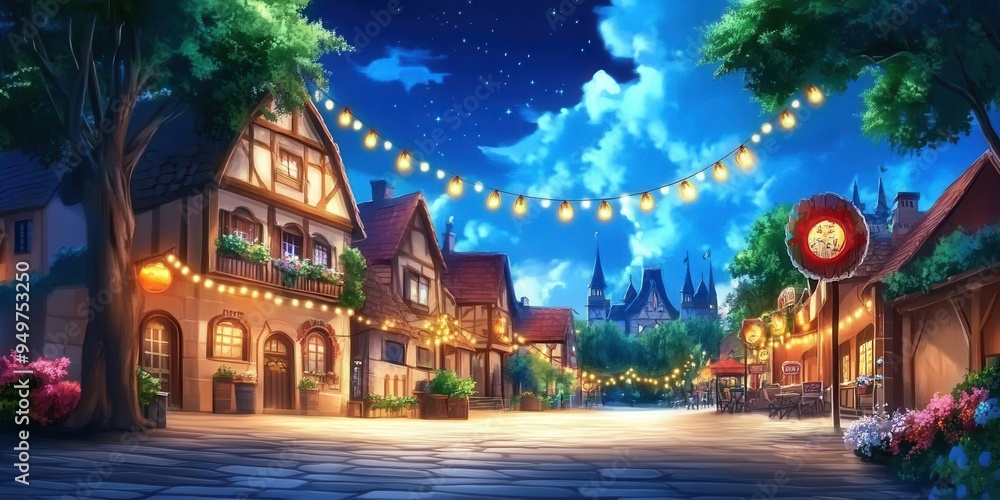 A night scene with Oktoberfest lights A night scene with Oktoberfest lights