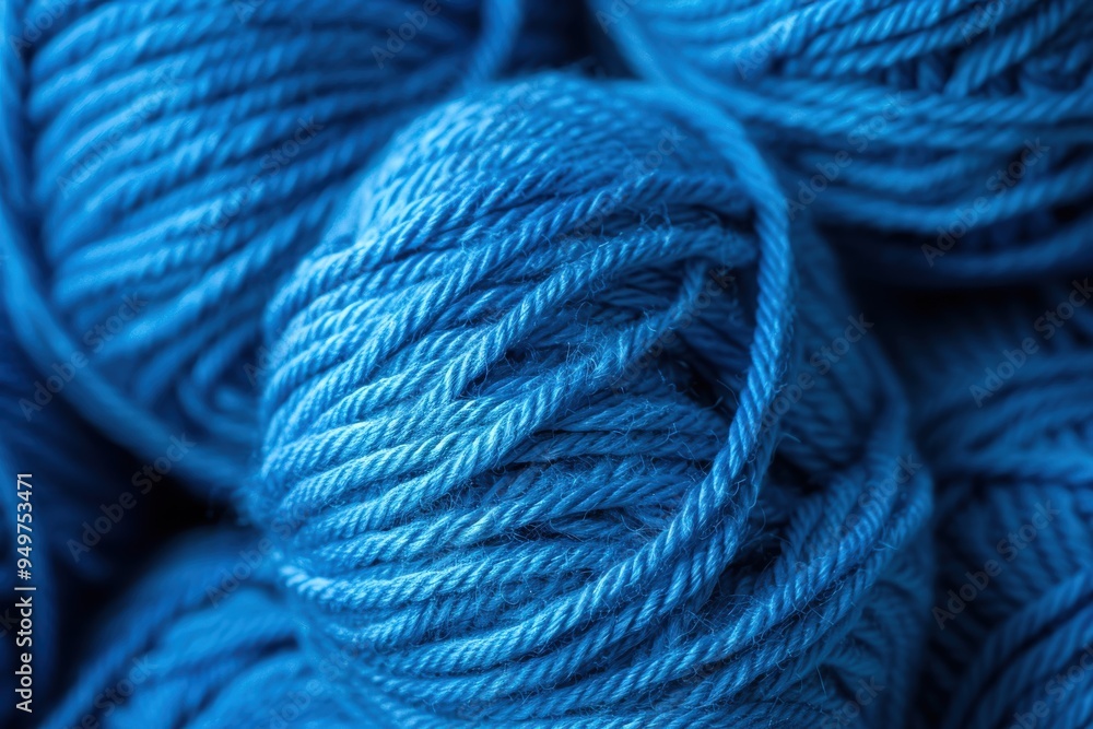 Blue Yarn Texture Background. Soft and Cozy Hobby Concept with Warm Blue Ball Blue Yarn Texture Background. Soft and Cozy Hobby Concept with Warm Blue Ball