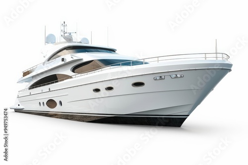 Boat Isolated on White Background. Yacht Speed Motor Ship in Luxury Setting