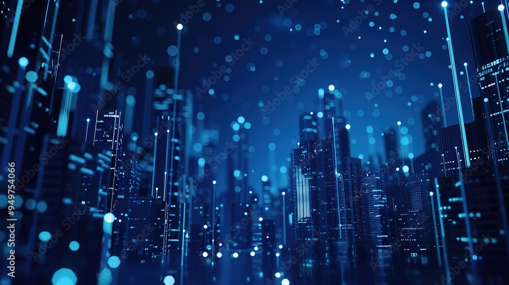Abstract digital background with blue bokeh lights, lines, and geometric shapes. Abstract digital background with blue bokeh lights, lines, and geometric shapes.