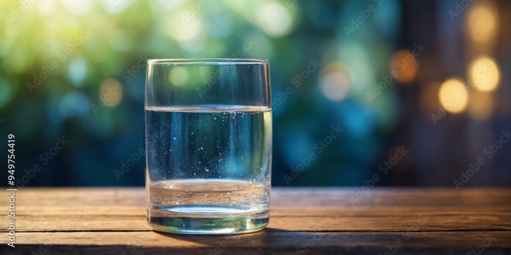 Glass of Water on Wooden Table with Soft Lighting. Glass of Water on Wooden Table with Soft Lighting.