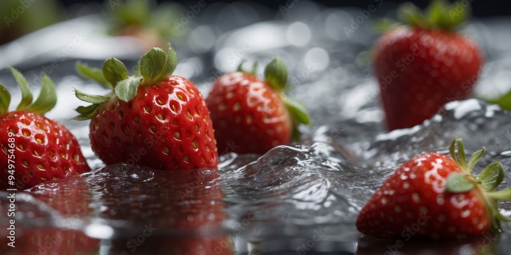 Fresh strawberries being washed under a stream of water. Fresh strawberries being washed under a stream of water.