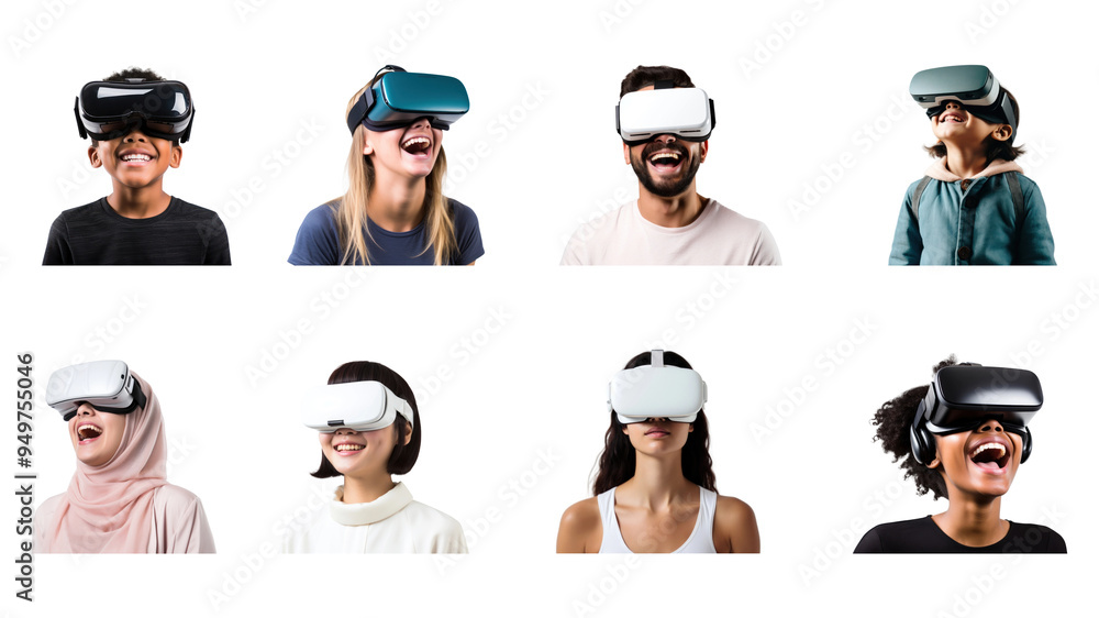 PNG people wear vr headset element set, transparent background PNG people wear vr headset element set, transparent background