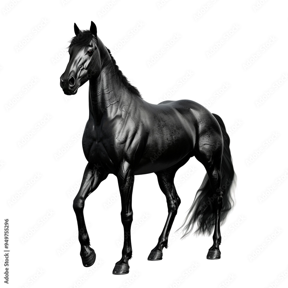Fototapeta premium Black Horse in a Dark Background