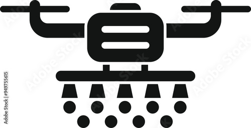 Simple vector icon of an agriculture drone spraying insecticide