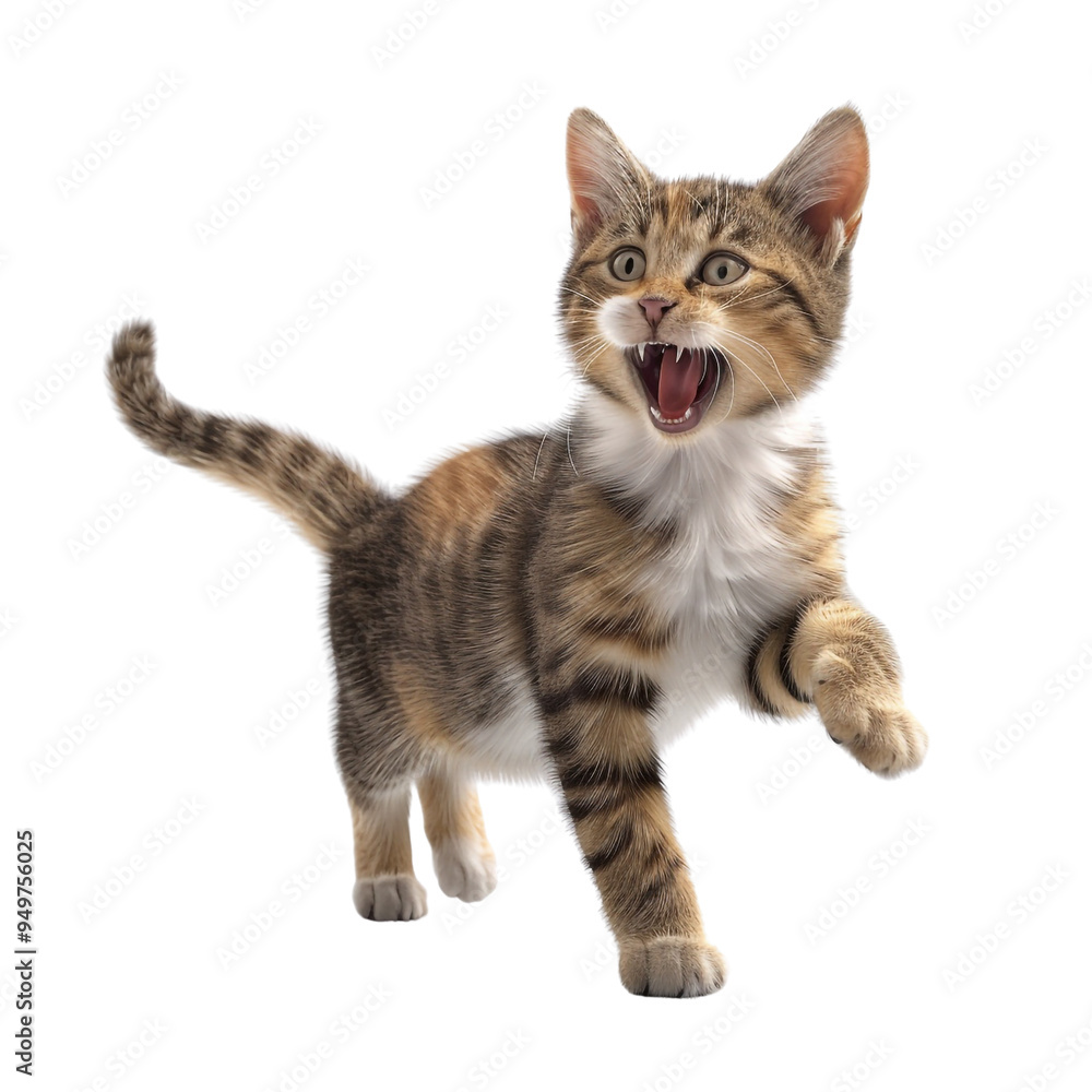 Naklejka premium Playful Kitten with Open Mouth