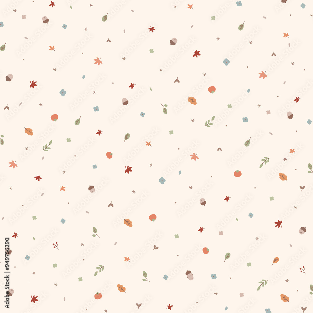Pattern with leaves for autumn on ivory background Pattern with leaves for autumn on ivory background