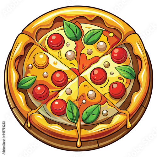 Fresh pizza with tomato cheese olive sausage onion Italian fast food