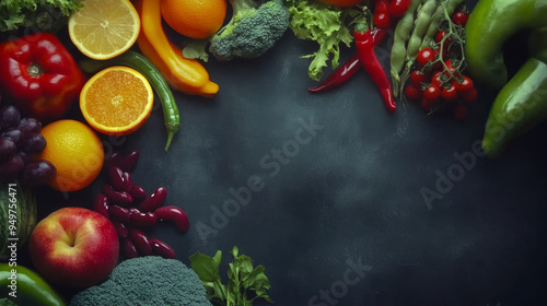 . In each frame, the colorful ingredients are repositioned slightly to create the illusion of movement, showcasing a variety of fresh produce like apples, oranges, bell peppers, green beans, carrots,  photo