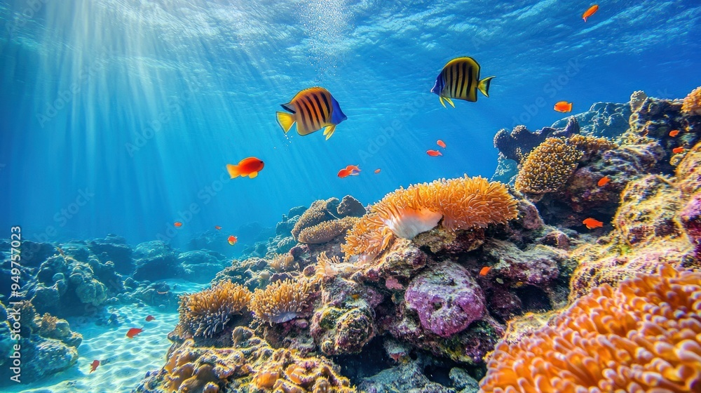 Naklejka premium Vibrant Underwater Paradise