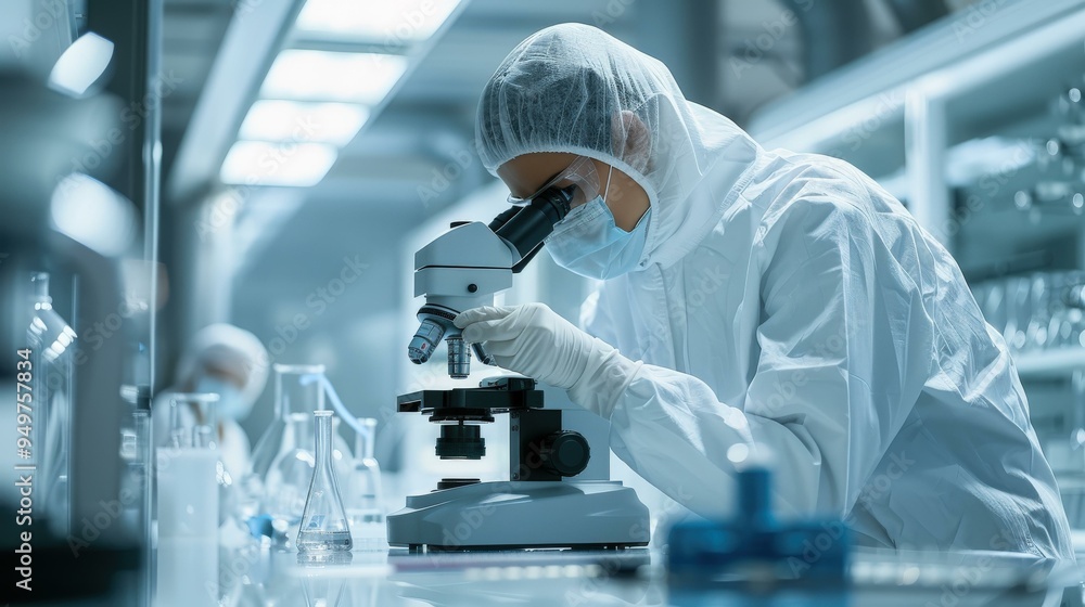 Scientist Using Microscope in Lab - Research, Science, Discovery Scientist Using Microscope in Lab - Research, Science, Discovery