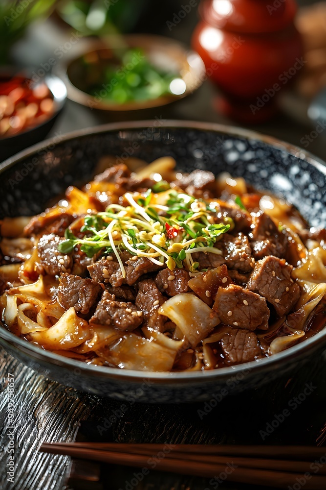 Beef Chow Fun - A Cantonese stir-fry dish made with wide rice noodles, tender beef, and bean sprouts in a savory soy sauce. Beef Chow Fun - A Cantonese stir-fry dish made with wide rice noodles, tender beef, and bean sprouts in a savory soy sauce.