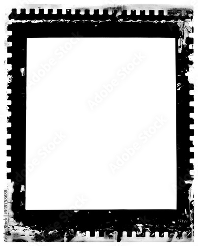 Obraz na płótnie Retro photo film frame of a middle format old camera with transparent background (png image). Artistic template of a vintage photo with grunge edge, a.i generated w salonie
