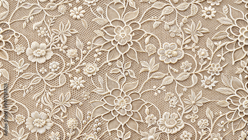 Seamless elegant lace pattern on backdrop texture, realistic patterns, natural colors, soft lighting, high resolution