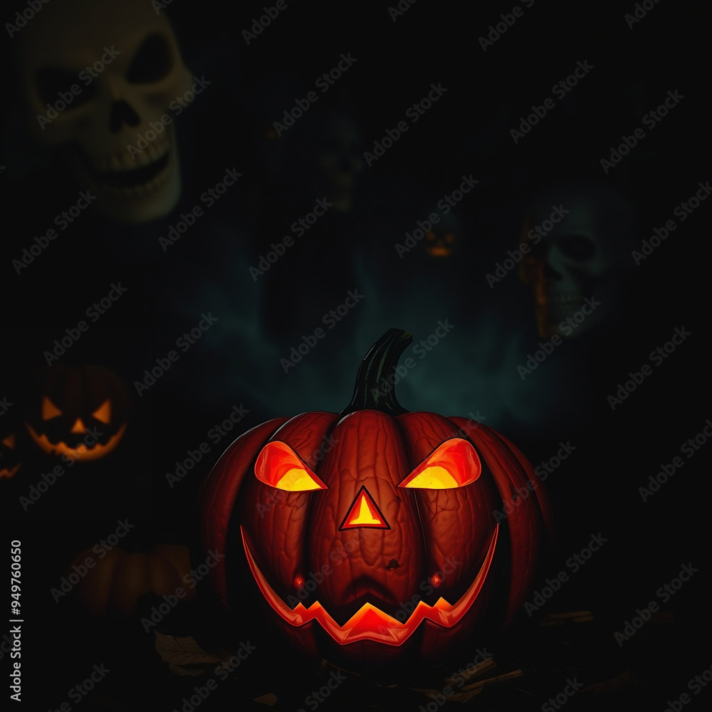 Scary halloween pumpkins with a skull Scary halloween pumpkins with a skull