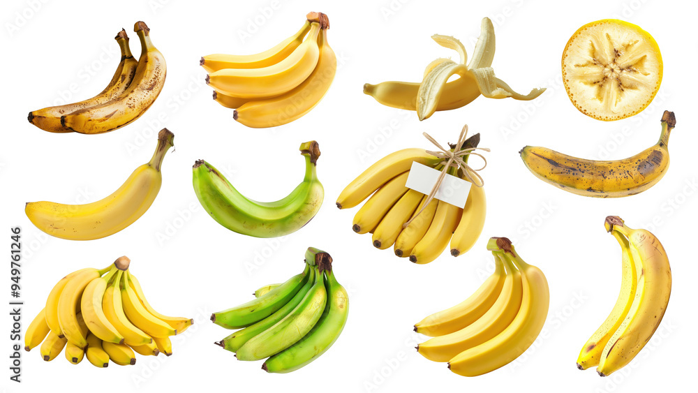 PNG banana fruit design element set, transparent background PNG banana fruit design element set, transparent background