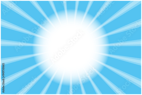 中央が空白になっている青色の集中線背景イラスト