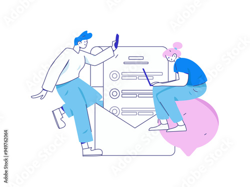 Personnel doing job interview flat vector concept operation hand drawn illustration
