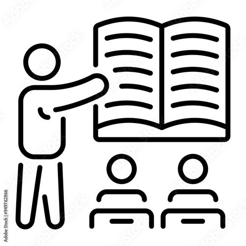 An outline icon of informative session 