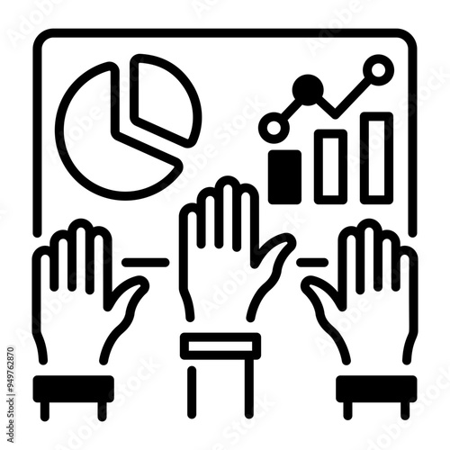 Line style icon of workshop participation 